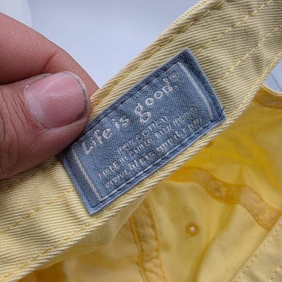 Life Is Good Yellow Baseball Cap Hat Adirondack Chair Design Adjustable Beach - Picture 5 of 9